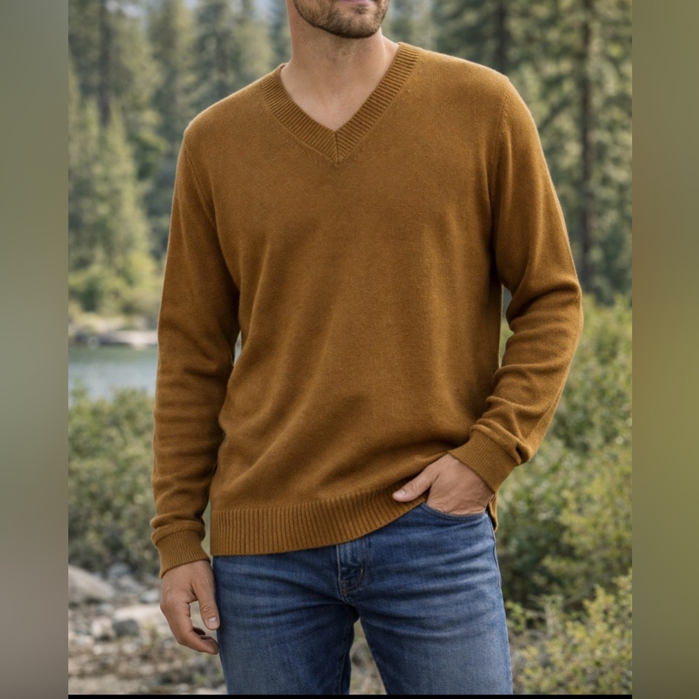 Banana Republic Factory Brown V-Neck Sweater | Quiet Luxury Classic | M